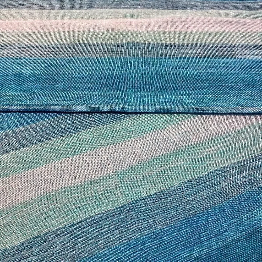 Handwoven Moroccan Blue Striped Oblong Scarf Wrap